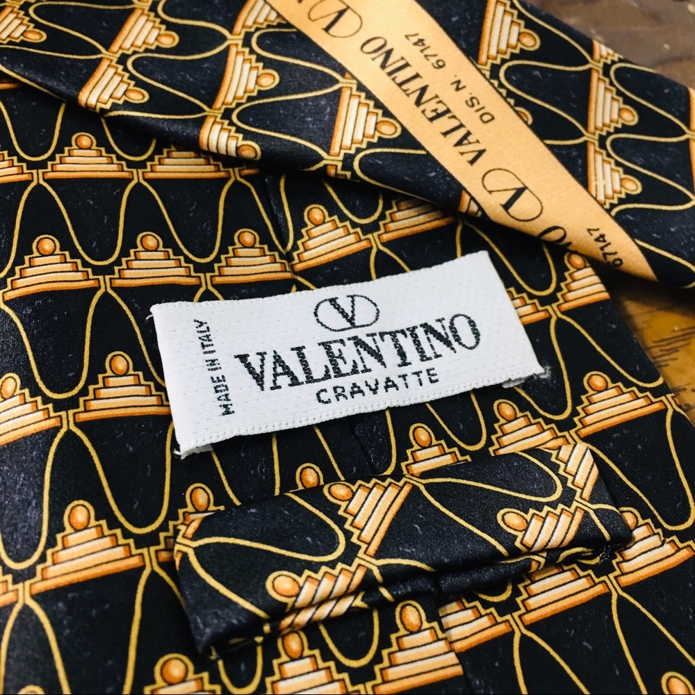 Valentino Cravatte Black Pattern Mens Tie
